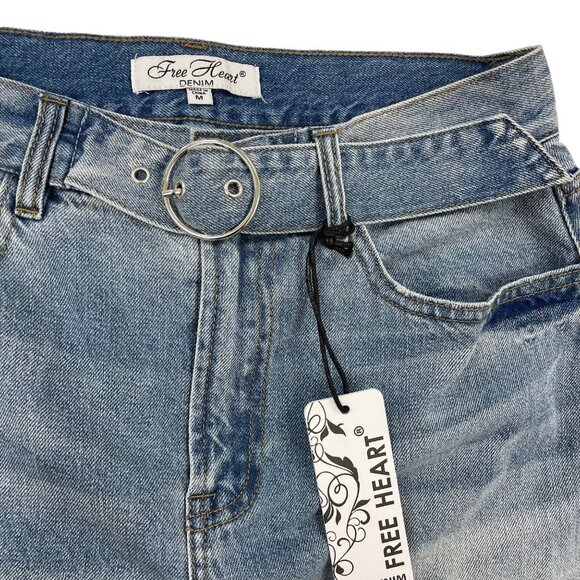 NWT Francesca's Free Heart Light Wash Denim Skirt Medium - Picture 4 of 6